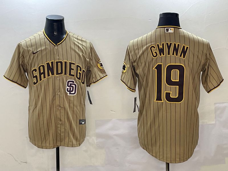 Men San Diego Padres 19 Gwynn Brown Stripe Game 2025 Nike MLB Jersey style 8